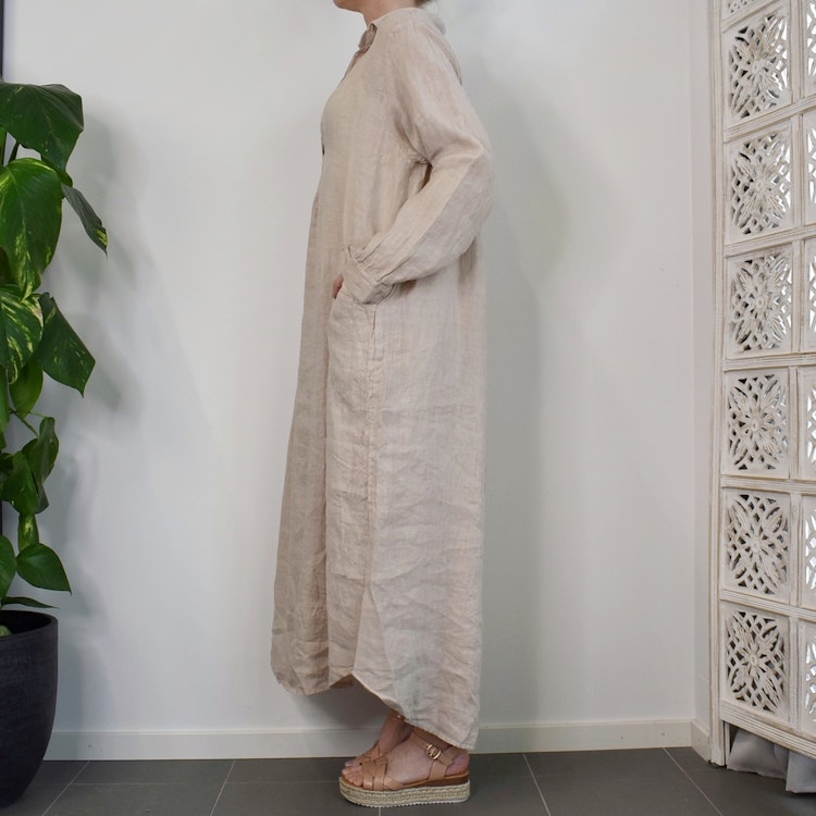 Linneklänning Vera Over Sized BEIGE - Stajl Agenturer