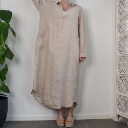 Linneklänning Vera Over Sized BEIGE - Stajl Agenturer