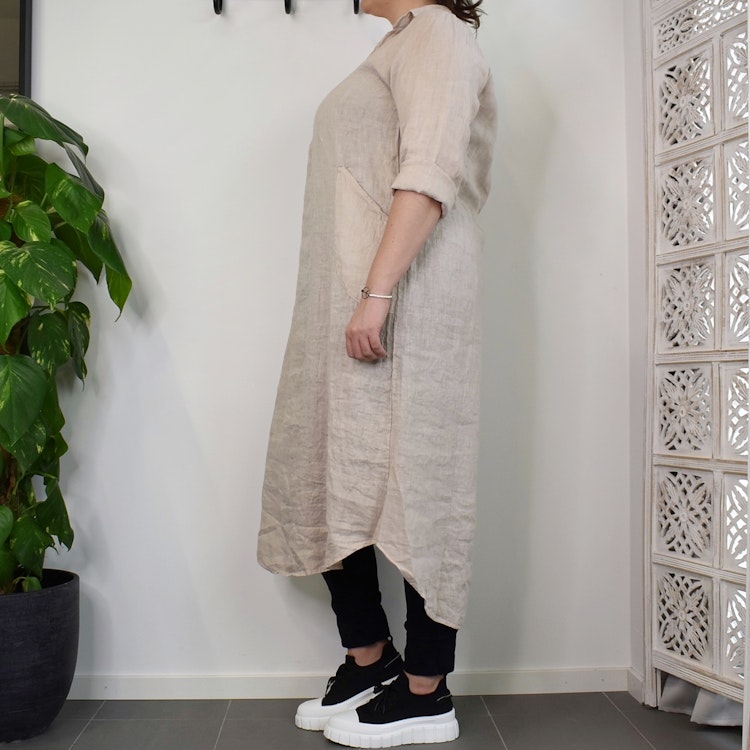 Linneklänning Vera Over Sized BEIGE - Stajl Agenturer
