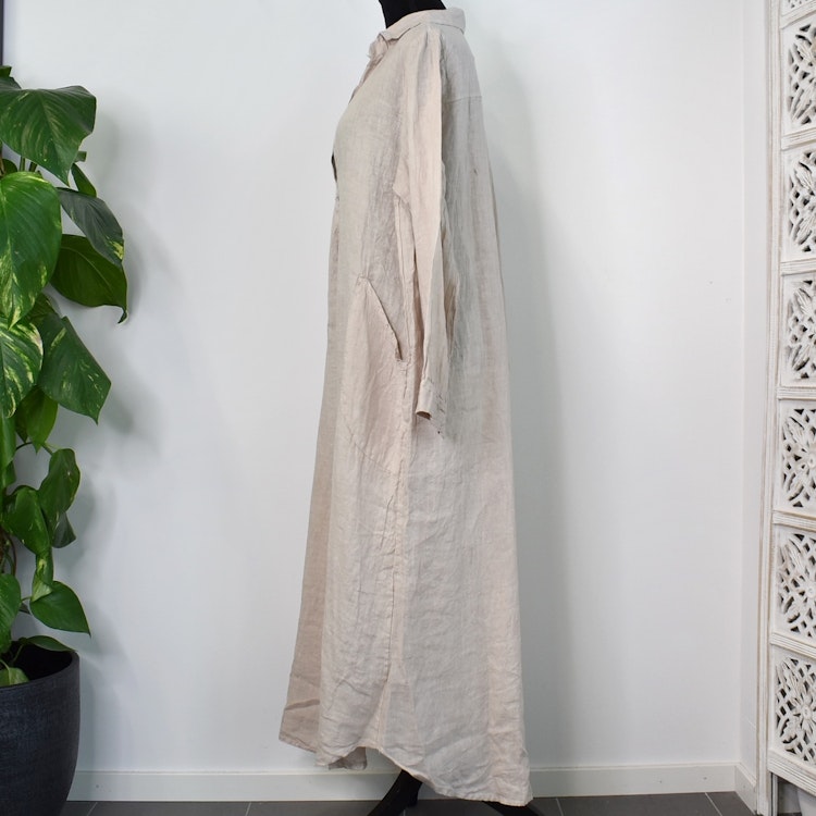 Linneklänning Vera Over Sized BEIGE - Stajl Agenturer