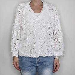 Blus med broderier VIT