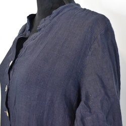 Lång linneklänning med fickor NAVY