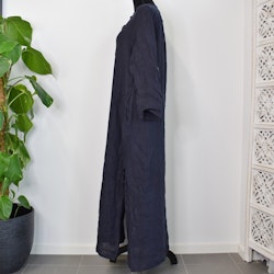 Lång linneklänning med fickor NAVY