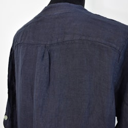Lång linneklänning med fickor NAVY