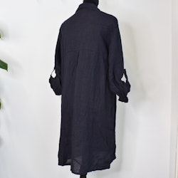 Kort skjortklänning i linne NAVY