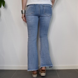 Jeans Flare med fransar LJUS BLÅ - 3D Denim