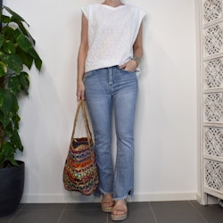 Jeans Flare med fransar LJUS BLÅ - 3D Denim