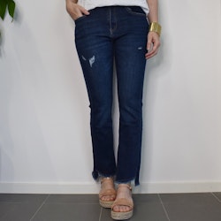 Jeans Shortcut med fransar SLITEN MÖRK DENIM - 3D Denim