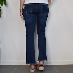 Jeans Shortcut med fransar SLITEN MÖRK BLÅ - 3D Denim