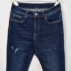 Jeans Shortcut med fransar SLITEN MÖRK BLÅ - 3D Denim