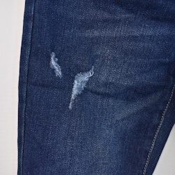 Jeans Shortcut med fransar SLITEN MÖRK BLÅ - 3D Denim