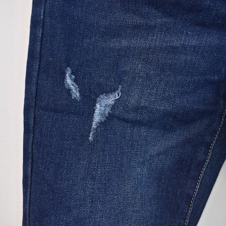 Jeans Shortcut med fransar SLITEN MÖRK BLÅ - 3D Denim