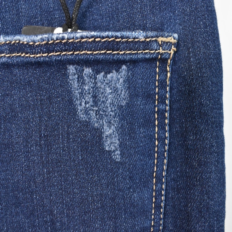 Jeans Shortcut med fransar SLITEN MÖRK BLÅ - 3D Denim