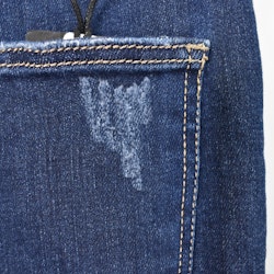 Jeans Shortcut med fransar SLITEN MÖRK BLÅ - 3D Denim