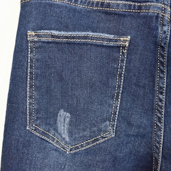Jeans Shortcut med fransar SLITEN MÖRK BLÅ - 3D Denim