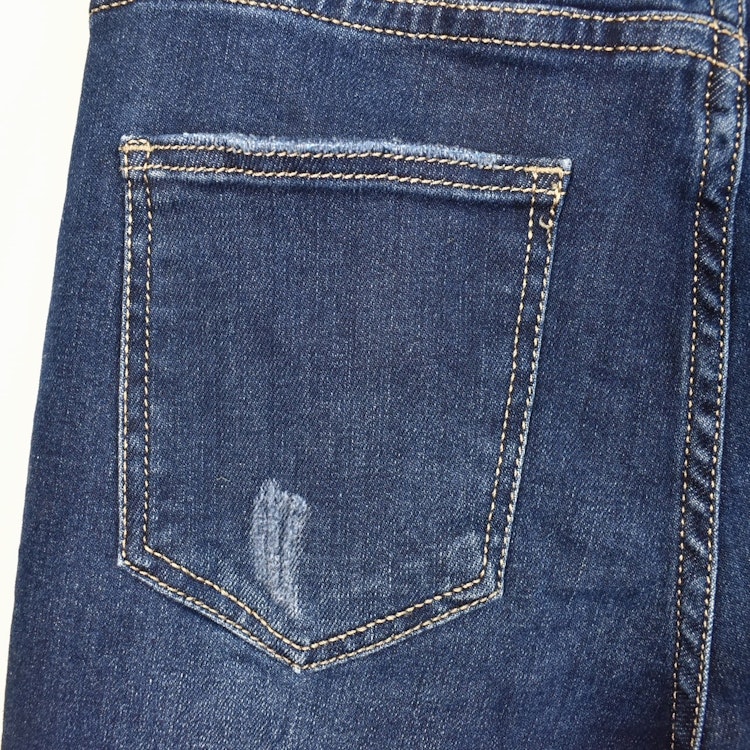 Jeans Shortcut med fransar SLITEN MÖRK BLÅ - 3D Denim