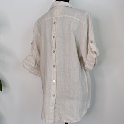Linneskjorta med knappar BEIGE