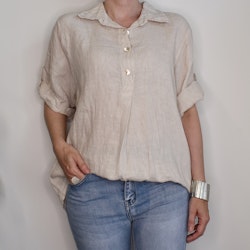 Linneskjorta med knappar BEIGE