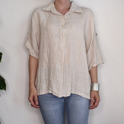 Linneskjorta med knappar BEIGE