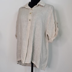 Linneskjorta med knappar BEIGE