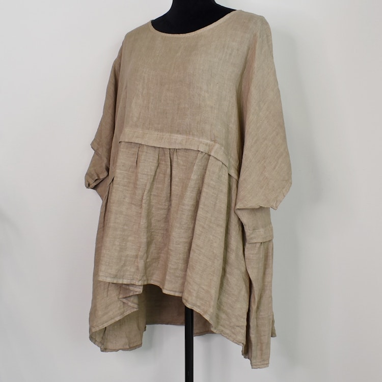 Linnetunika med volang TAUPE