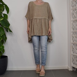 Linnetunika med volang TAUPE