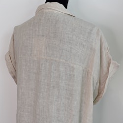 Skjortklänning i linne BEIGE