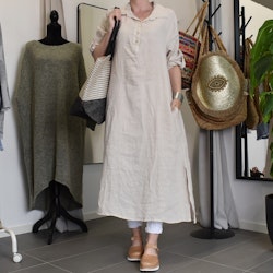 Skjortklänning med fickor BEIGE