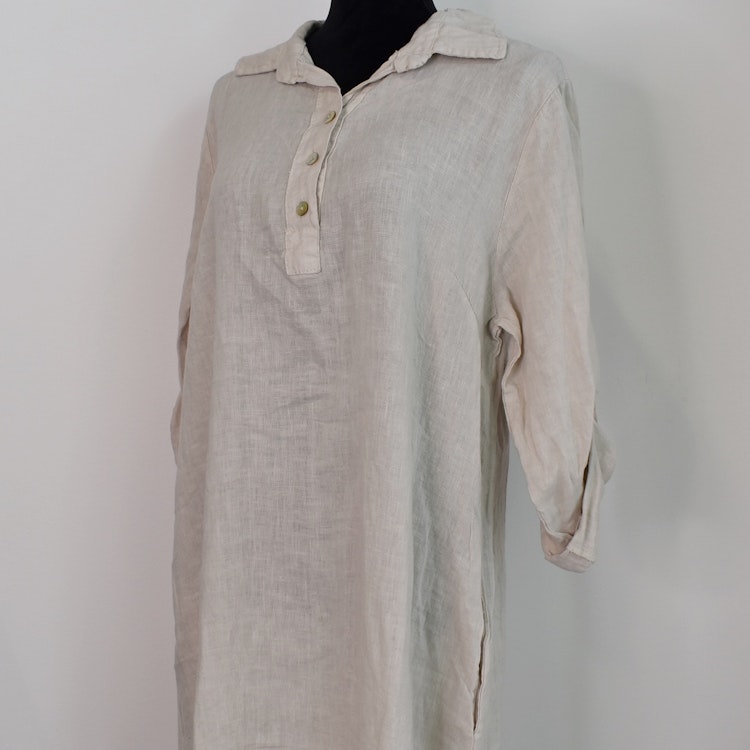 Skjortklänning med fickor BEIGE