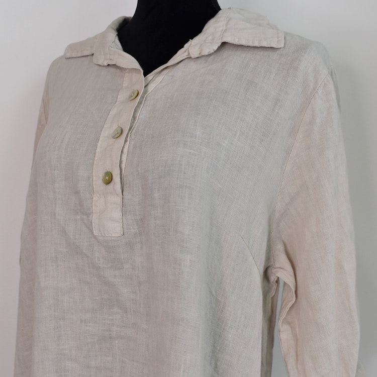 Skjortklänning med fickor BEIGE