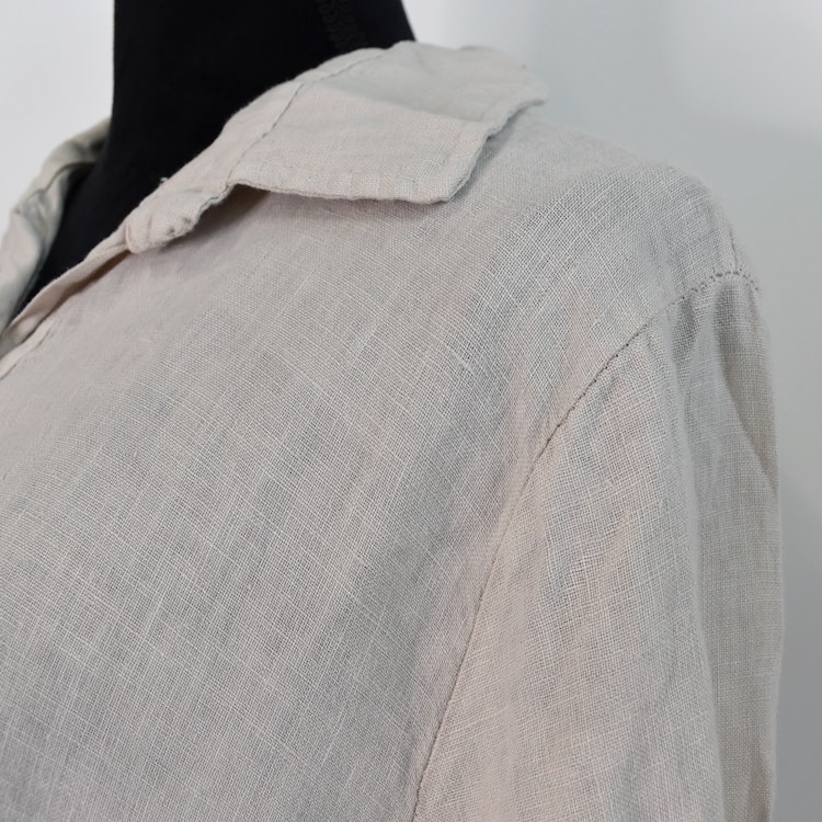 Skjortklänning med fickor BEIGE