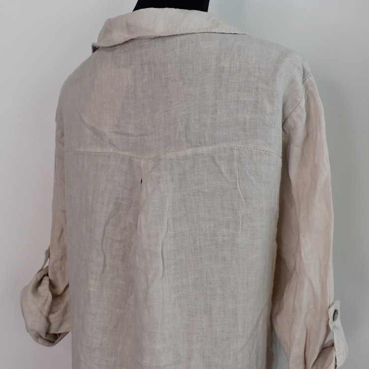 Skjortklänning med fickor BEIGE