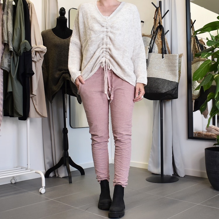 Stickad tröja med dragsko Over Sized BEIGE - Stajl Agenturer