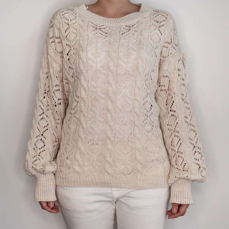 Stickad tröja Mönstrad BEIGE