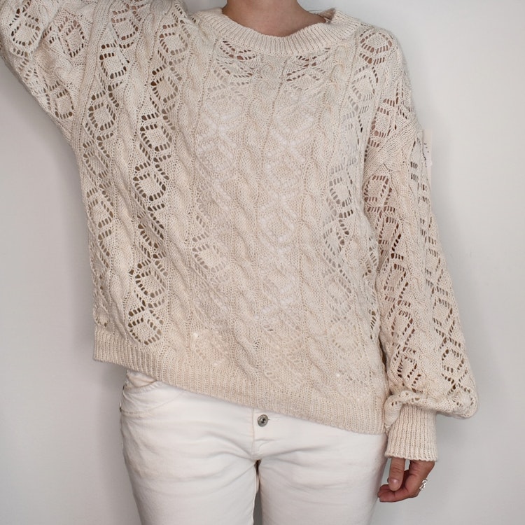 Stickad tröja Mönstrad BEIGE