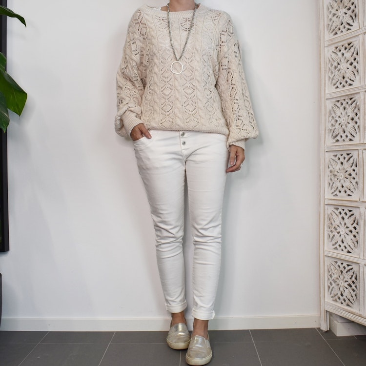 Stickad tröja Mönstrad BEIGE