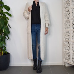 Lång Stickad Kofta Over Sized BEIGE