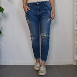 Jeans Ankellånga Med Paljetter DENIM