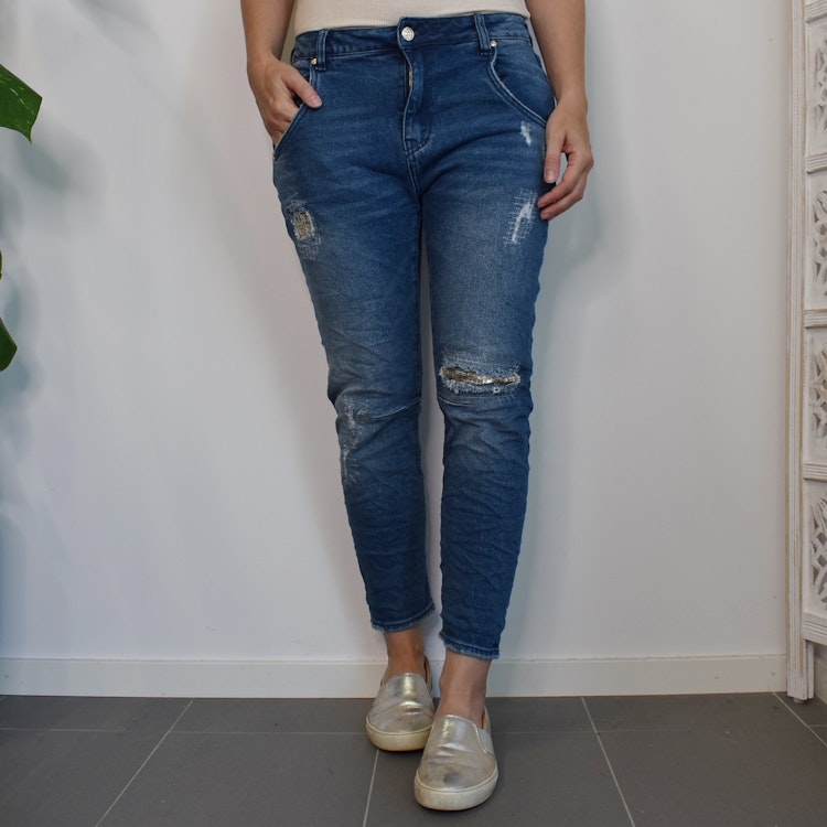 Jeans Ankellånga Med Paljetter DENIM