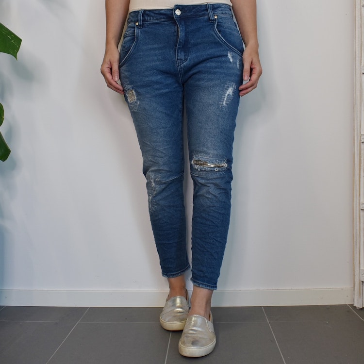 Jeans Ankellånga Med Paljetter DENIM