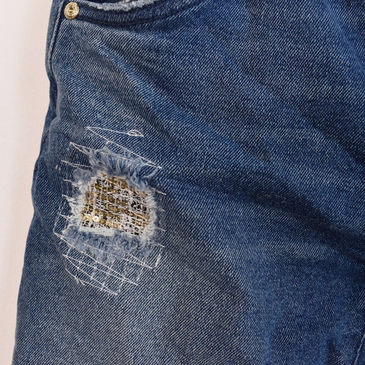 Jeans Ankellånga Med Paljetter DENIM