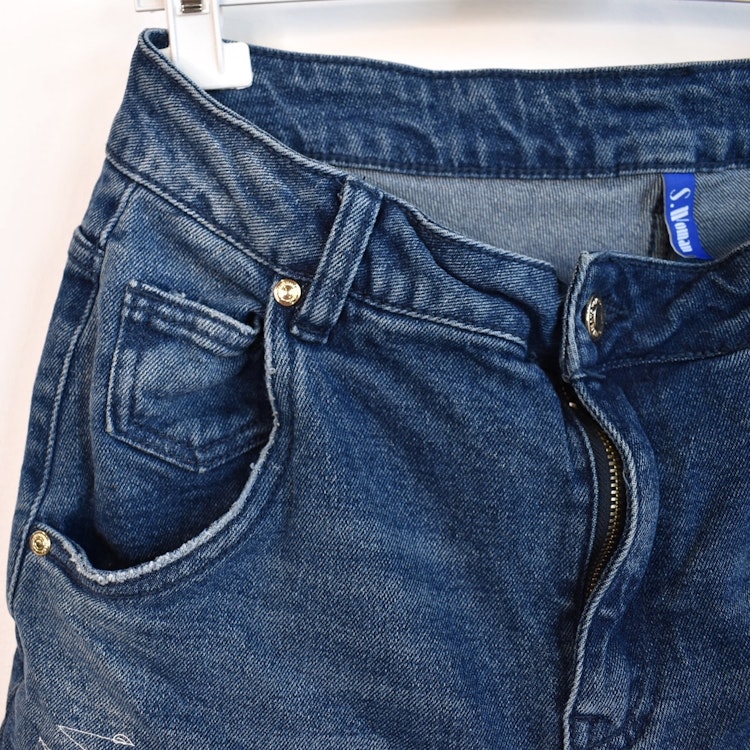 Jeans Ankellånga Med Paljetter DENIM