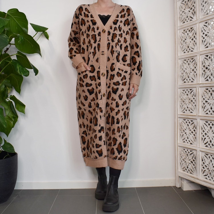 Lång Cardigan Recycled LEOPARD