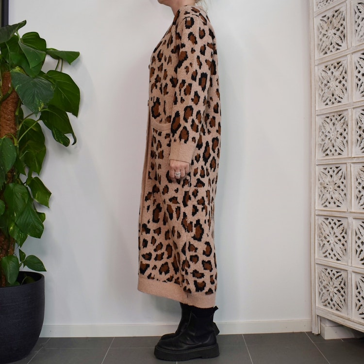 Lång Cardigan Recycled LEOPARD