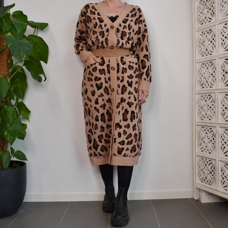 Lång Cardigan Recycled LEOPARD
