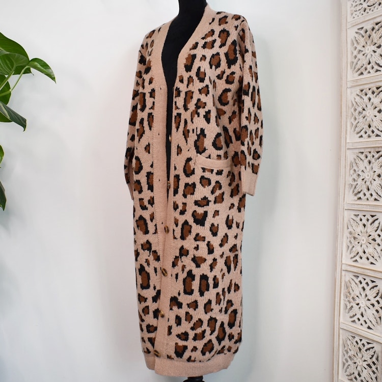 Lång Cardigan Recycled LEOPARD