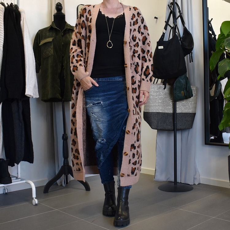 Lång Cardigan Recycled LEOPARD