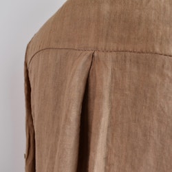 Lång skjortklänning i linne LJUS CAMEL