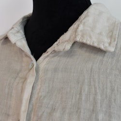 Lång skjortklänning i linne BEIGE