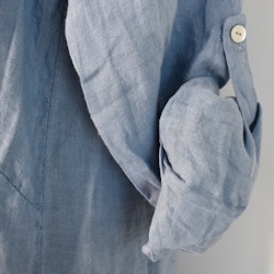Lång skjortklänning i linne JEANSBLÅ